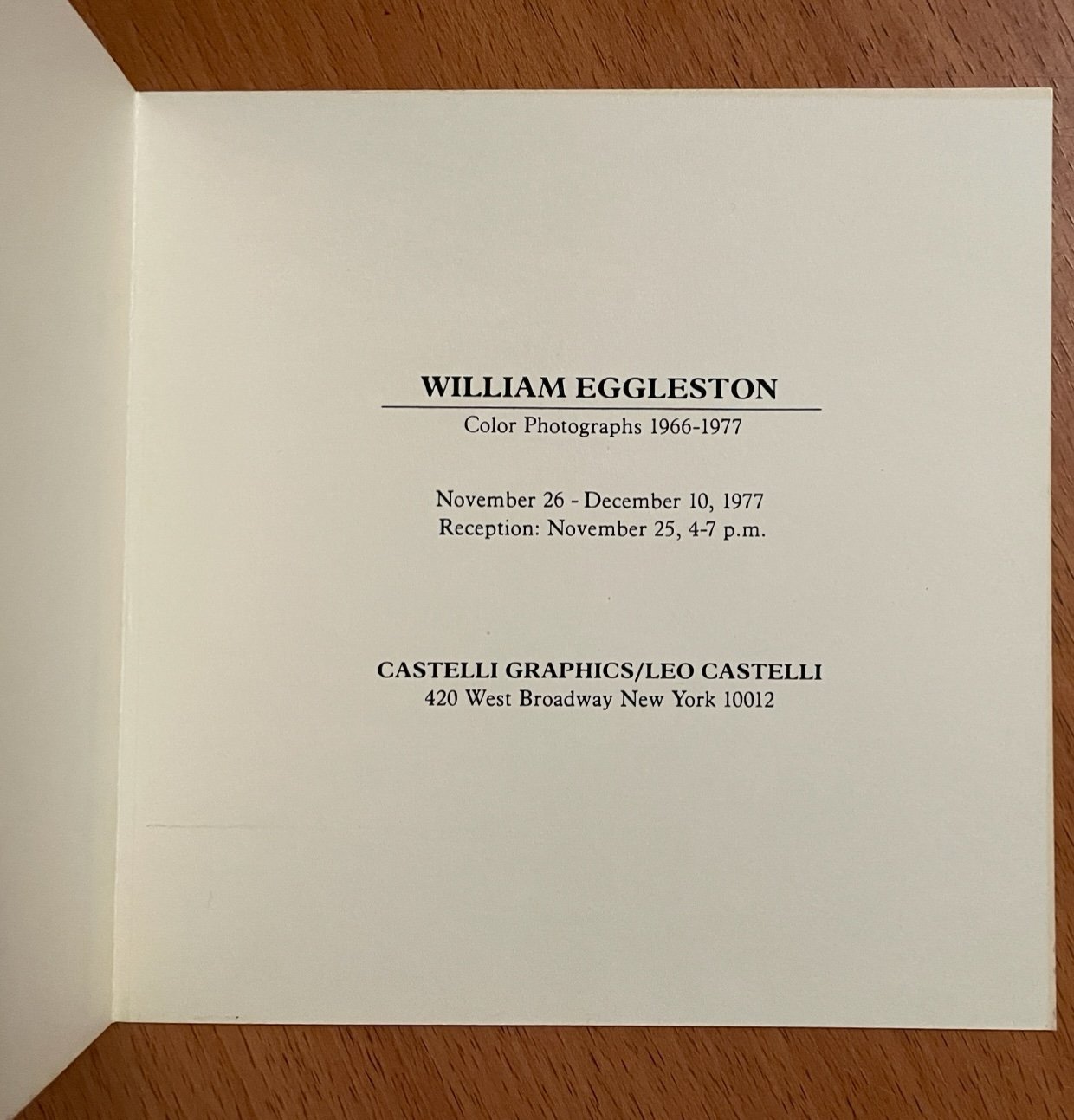 William Eggleston's Guide + 1977 Exhibition Invitation