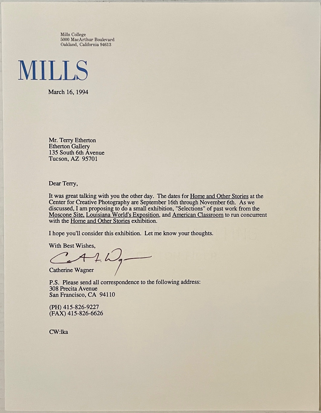 Catherine Wagner: Changing Places [+ signed letter]