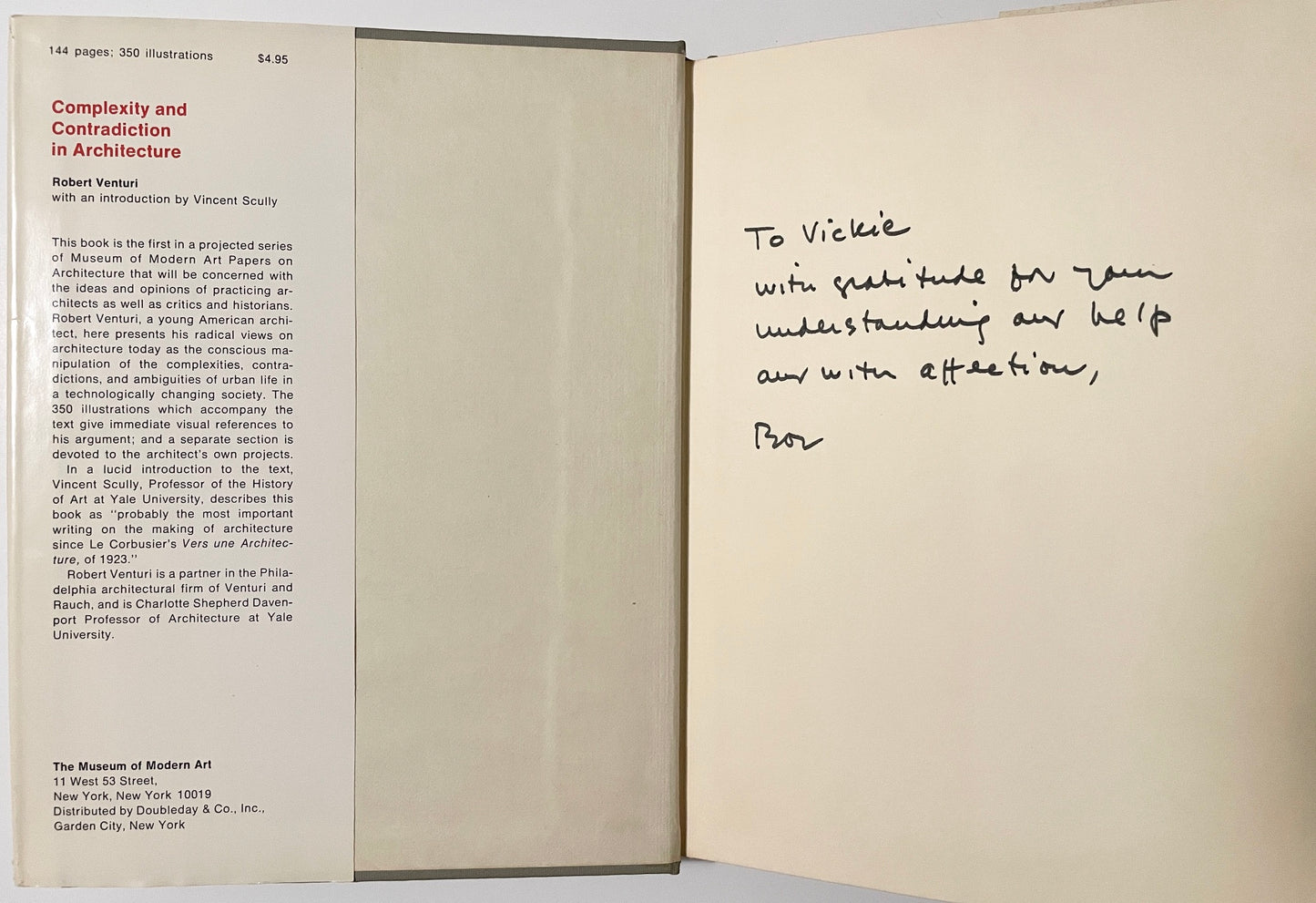 Complexity and Contradiction in Architecture by Robert Venturi [inscribed association copy]