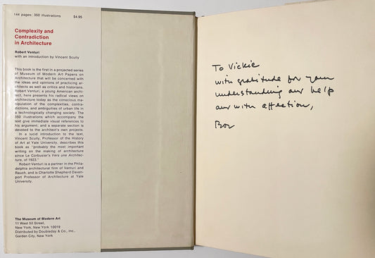 Complexity and Contradiction in Architecture by Robert Venturi [inscribed association copy]