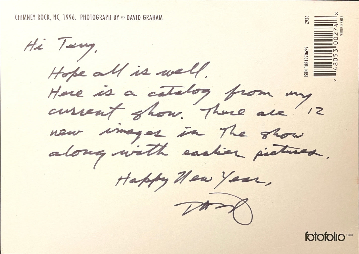 David Graham: Then/Now [signed + postcard note]