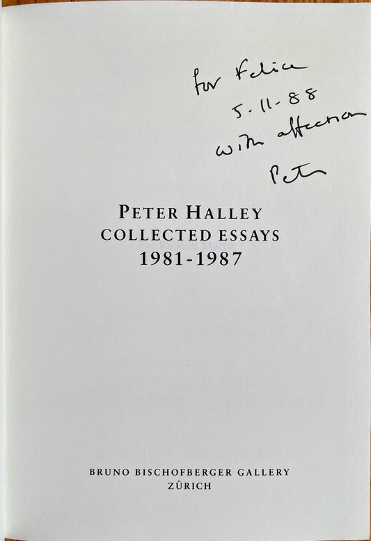 Peter Halley: Collected Essays 1981-87 [signed]