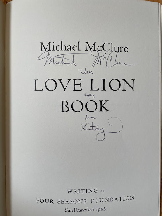 Love Lion Book by Michael McClure [signed R. B. Kitaj copy]