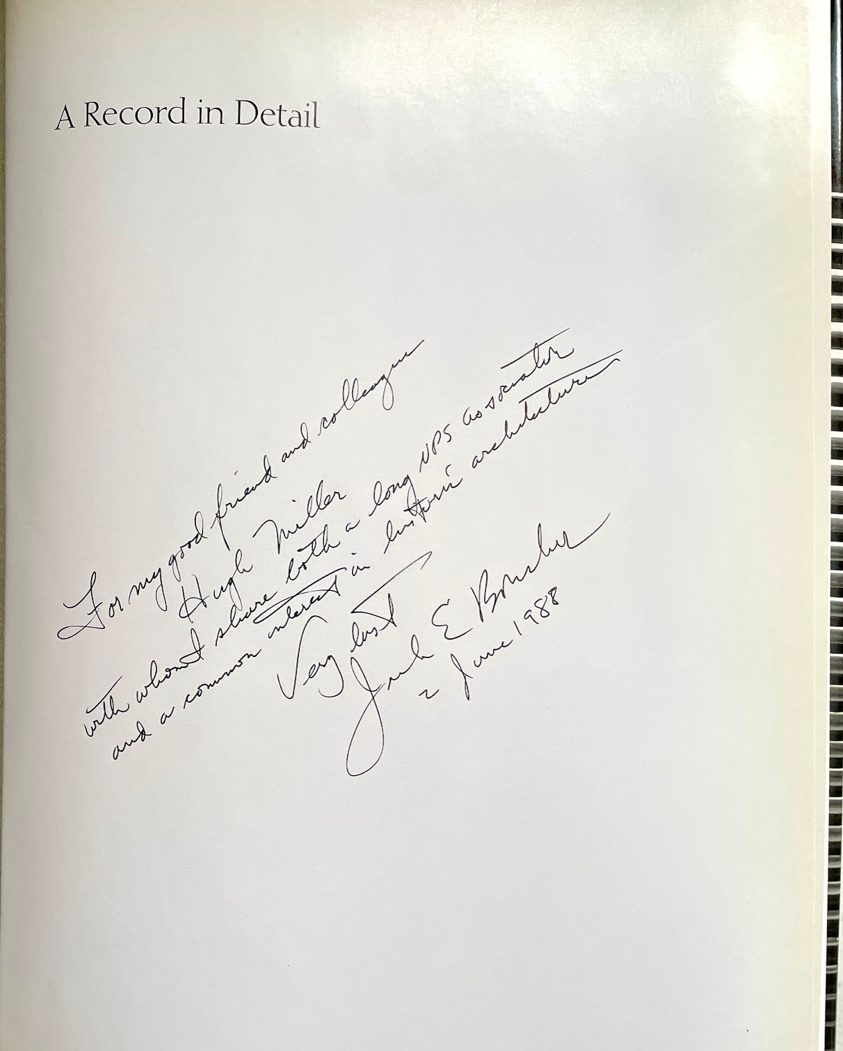 A Record in Detail: The Architectural Photographs of Jack E. Boucher [signed]